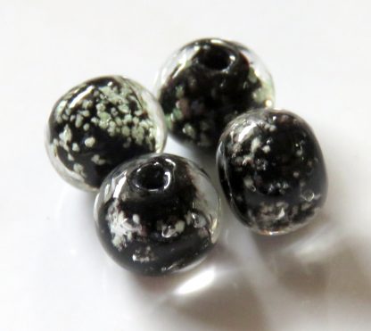 6x8mm black glow rondelle lampwork glass beads