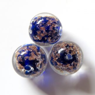 12mm round goldsand lampwork glass beads dark blue