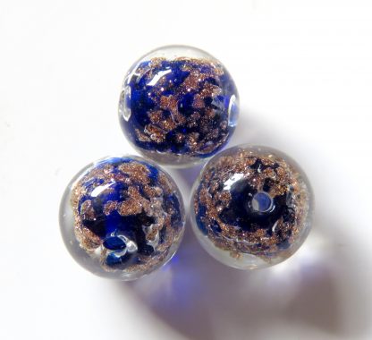 12mm round goldsand lampwork glass beads dark blue