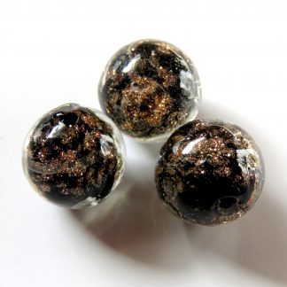 12mm round goldsand lampwork glass beads black