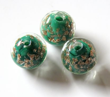 12mm round goldsand lampwork glass beads opaque teal