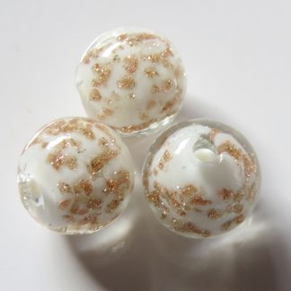 12mm round goldsand lampwork glass beads white
