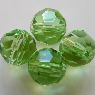 8mm round faceted green crystal beads