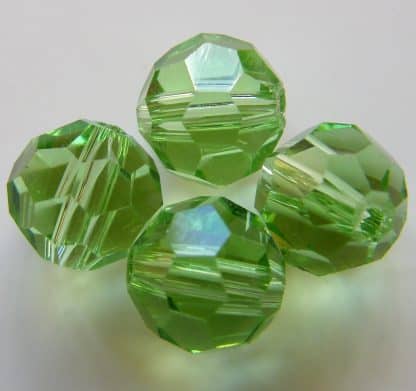 8mm round faceted green crystal beads