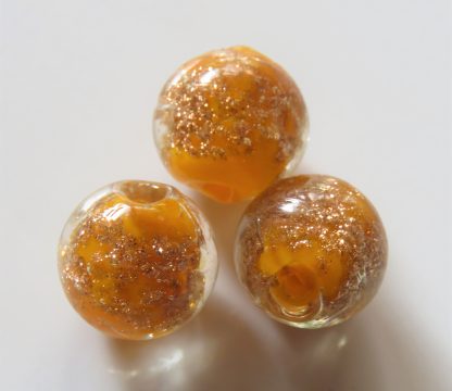 12mm round goldsand lampwork glass beads orange