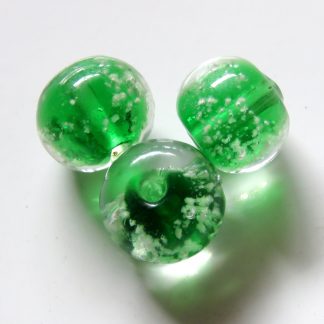 8x10mm green glow rondelle lampwork glass beads