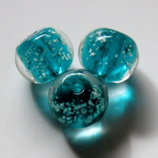 8x10mm turquoise glow rondelle lampwork glass beads