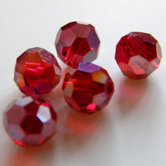 6mm Faceted Round Crystal Beads Red AB