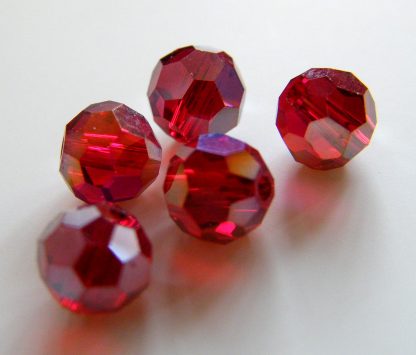 6mm Faceted Round Crystal Beads Red AB