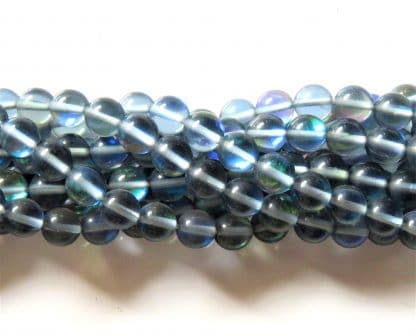 50pcs 8mm Created Iridescent Round Glass Beads - Mermaid Glass / Aura Quartz