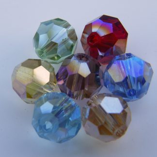 8mm round faceted mixed crystal beads AB