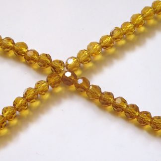 4mm round faceted amber crystal beads