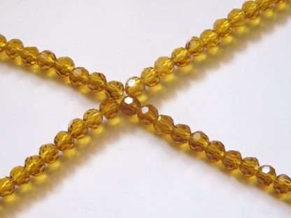 4mm round faceted amber crystal beads