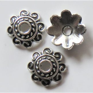 8x2mm Metal Alloy Spacer Bead Caps - Antique Silver