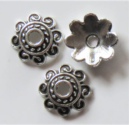 8x2mm Metal Alloy Spacer Bead Caps - Antique Silver
