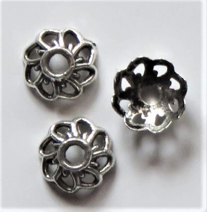 9x3.25mm Metal Alloy Spacer Bead Caps - Antique Silver