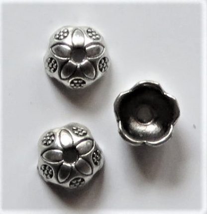 7x3.5mm Metal Alloy Dome Spacer Bead Caps - Antique Silver