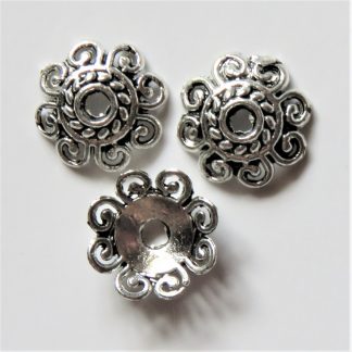 12x3mm Metal Alloy Spacer Bead Caps - Antique Silver (BC#36)