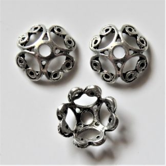 11x3mm Metal Alloy Spacer Bead Caps - Antique Silver (BC#38)