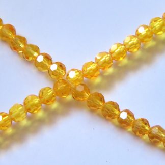 4mm round faceted bright orange topaz crystal beads