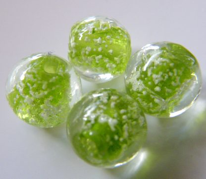 10mm glow round lampwork glass beads green