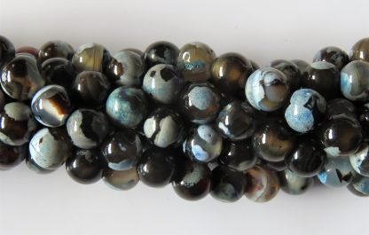 8mm blue fire agate round gemstone bead