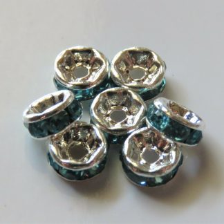 5mm Disc Shaped Silver Rhinestone Crystal Rondelle Spacers