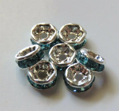 5mm Disc Shaped Silver Rhinestone Crystal Rondelle Spacers
