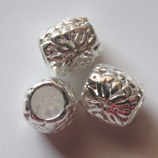 9x8.5mm Metal Alloy Barrel Spacer Beads - Bright Silver