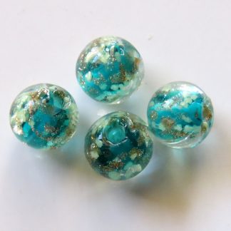 8mm Gold Sand Glow Lampwork Glass Beads Turquoise