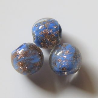 12mm round goldsand lampwork glass beads opaque blue