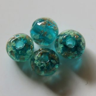 6mm Gold Sand Glow Lampwork Glass Beads Turquoise