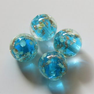 8mm Gold Sand Glow Lampwork Glass Beads Bright Blue