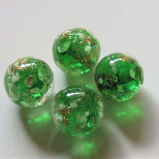 8mm Gold Sand Glow Lampwork Glass Beads Dark Green