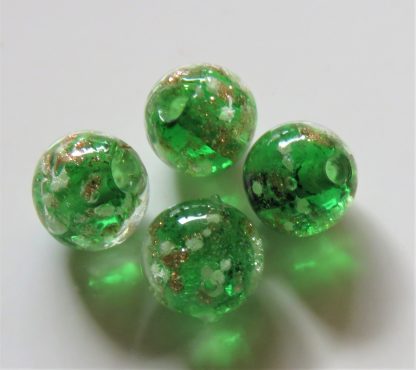 8mm Gold Sand Glow Lampwork Glass Beads Dark Green