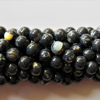 8mm Round Created Gemstone Beads with Natural Shell Inlay