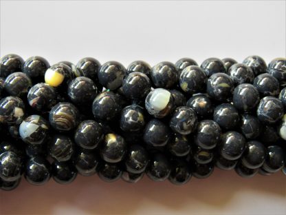 8mm Round Created Gemstone Beads with Natural Shell Inlay
