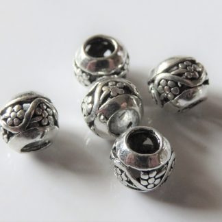 8x7mm Rondelle Metal Alloy Spacer Beads - Antique Silver