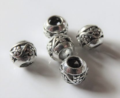8x7mm Rondelle Metal Alloy Spacer Beads - Antique Silver