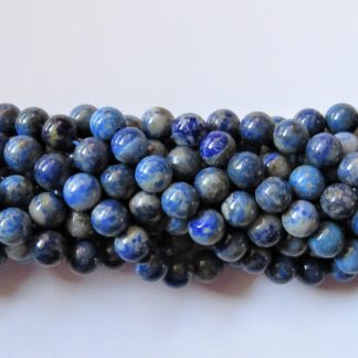 8mm Round Natural Gemstone Beads - Lapis Lazuli Denim