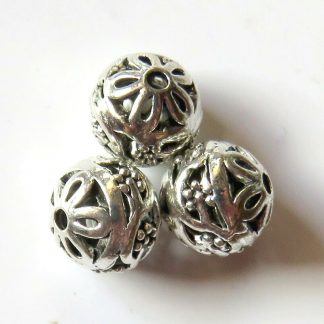 12mm Round Metal Alloy Spacer Beads - Antique Silver
