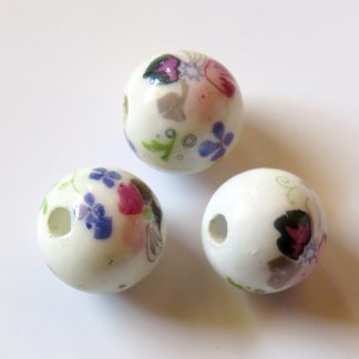 12mm white coloured flower porcelain bead