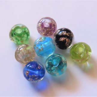 6mm Gold Sand Glow Lampwork Glass Beads mixed