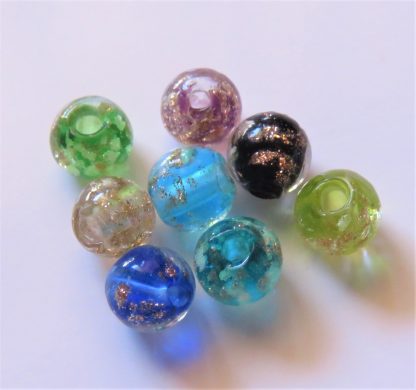 6mm Gold Sand Glow Lampwork Glass Beads mixed