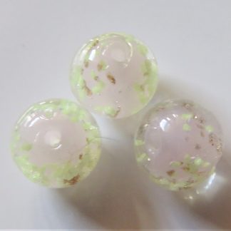 12mm Gold Sand Glow Lampwork Glass Beads pale pink
