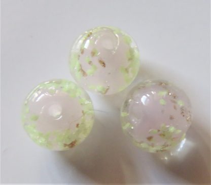 12mm Gold Sand Glow Lampwork Glass Beads pale pink