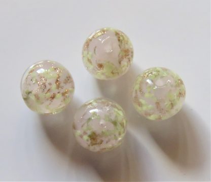 10mm Gold Sand Glow Lampwork Glass Beads pale pink