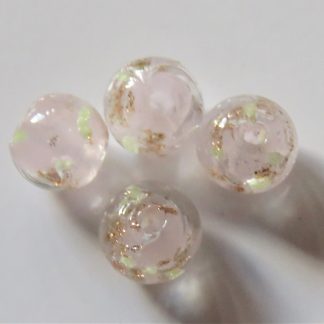 8mm Gold Sand Glow Lampwork Glass Beads pale pink