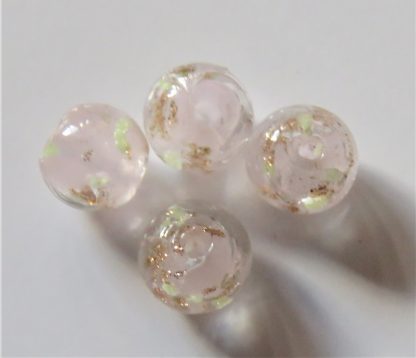 8mm Gold Sand Glow Lampwork Glass Beads pale pink