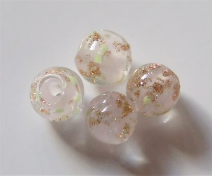 6mm Gold Sand Glow Lampwork Glass Beads pale pink